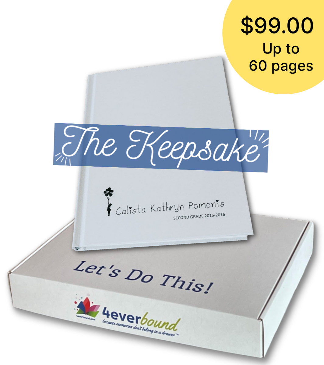 Up to 60 pages of your kids artwork and Schoolwork bound into a book